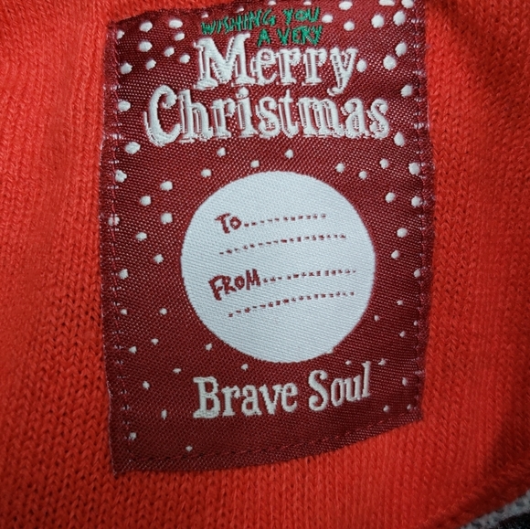 Brave Soul Ugly Christmas Sweater Sz Large Charcoal Grey Snowflakes Santa Unisex - Picture 5 of 12